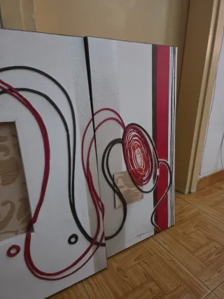 Tríptico di legno e tela in legno