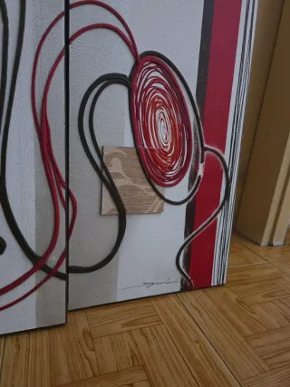 Tríptico di legno e tela in legno