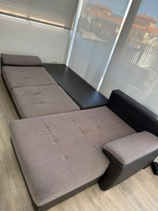Sofá Cama Chaise Longue Negro y Gris