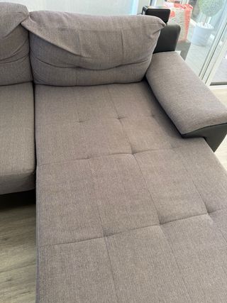 Sofá Cama Chaise Longue Negro y Gris
