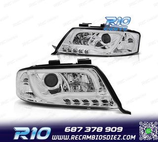 FAROS AUDI A6 4B 01-04 LUZ DIURNA TUBE LIGHT FONDO CROMO