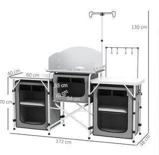 Mobile Cucina da Campeggio Pieghevole Grigio/Bianco