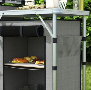 Mobile Cucina da Campeggio Pieghevole Grigio/Bianco