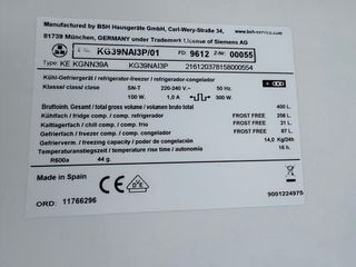 Frigorífico Combi Siemens 2mts Inox A+++ No Frost