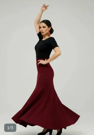 Falda Flamenco Ensayo Negra y bordeus