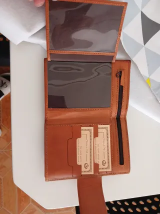 Cartera de piel mujer marrón