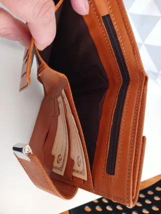 Cartera de piel mujer marrón