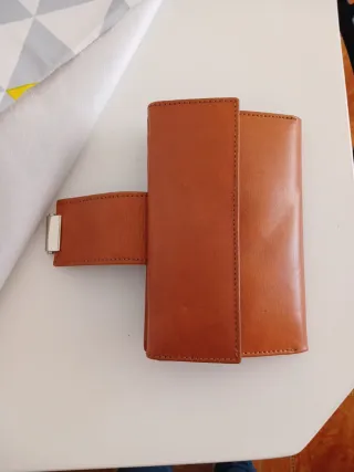 Cartera de piel mujer marrón