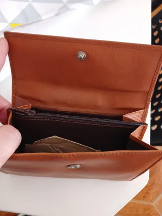 Cartera de piel mujer marrón