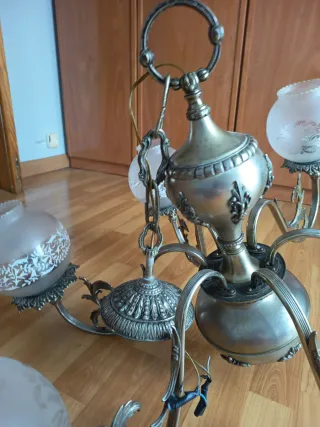 Lampara de plata y cristal antiguo
