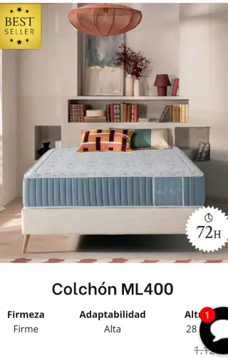 Estructura Cama Ikea +somier +2Mesitas+colchón1'35