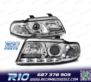 FAROS DELANTEROS DAYLIGHT LED AUDI A4 B5 99-00 CROMADOS