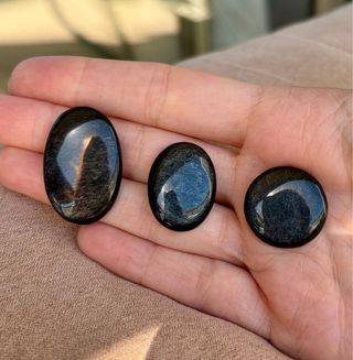 obsidianas plateadas, cabuchones