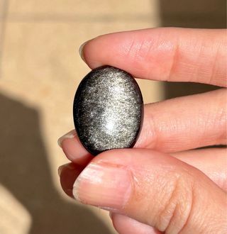 obsidianas plateadas, cabuchones