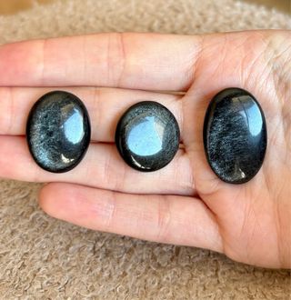 obsidianas plateadas, cabuchones