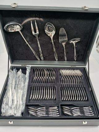 ARCOS Set di Posate da 113 Pezzi. Servizio Completo con 12 Pezzi da Tavola, Pranzo, Pesce, Servizio Caffè e Dessert