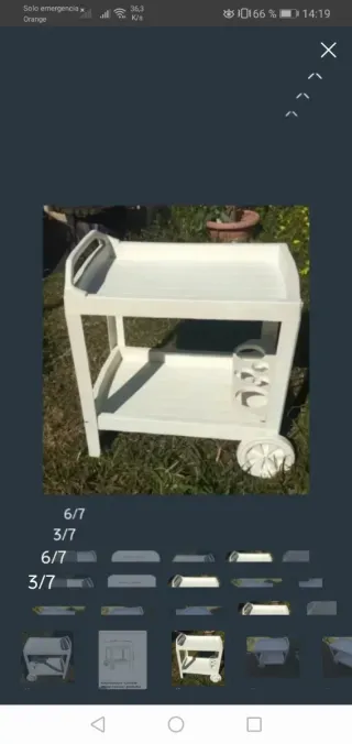 Carrito camarera jardín/terraza blanco