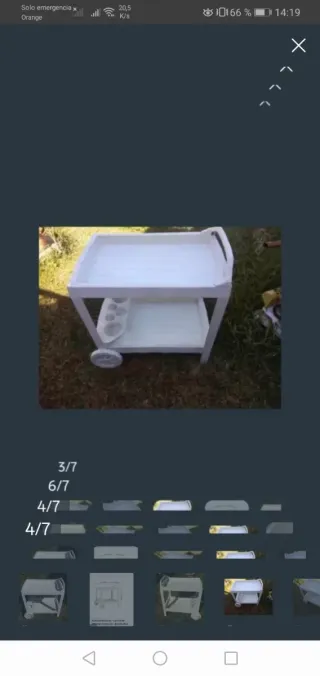 Carrito camarera jardín/terraza blanco