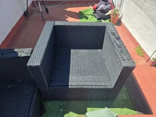 Conjunto Muebles Exterior Ratán Negro