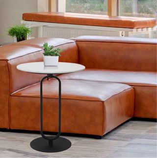 Tavolino rotondo piano marmo metallo