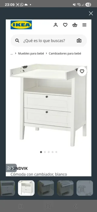 Cómoda con Cambiador madera blanco