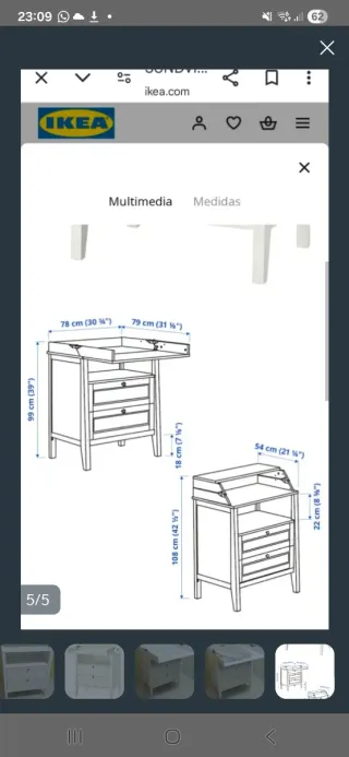 Cómoda con Cambiador madera blanco