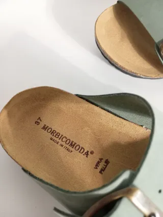 Sandali donna vera pelle verdi Made in Italy