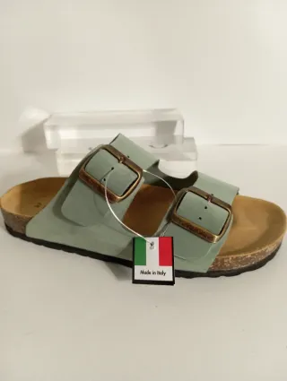 Sandali donna vera pelle verdi Made in Italy