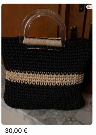 Borsa artigianale uncinetto e pelle
