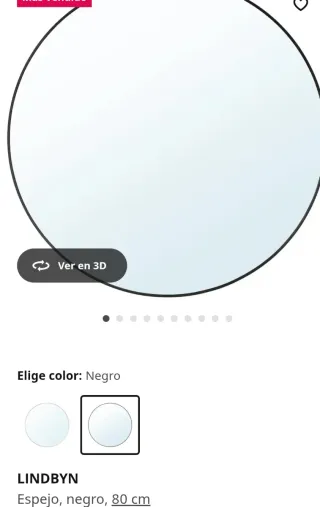 Espejo Redondo Negro 80 cm