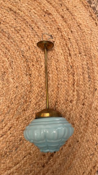 Lámpara vintage cristal azul opalino