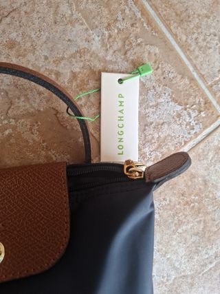 Mini Mala Longchamp Azul e Castanha