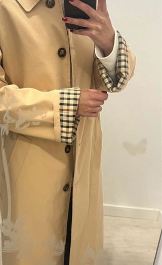 Gabardina forro cuadros Londres Beige