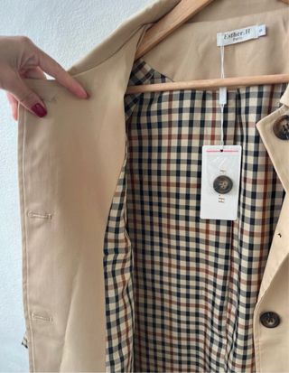 Gabardina forro cuadros Londres Beige