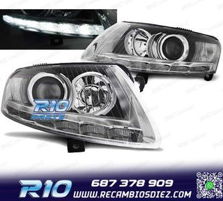 FAROS AUDI A6 C6 04-08 XENON LUZ DIURNA LED DRL CROMADOS