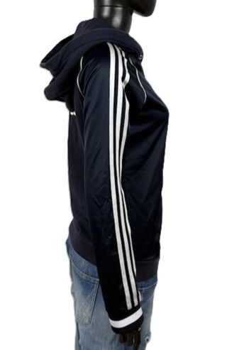 Felpa Adidas donna blu con zip e cappuccio 42 \ S