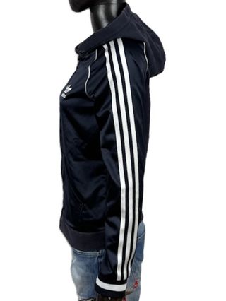 Felpa Adidas donna blu con zip e cappuccio 42 \ S