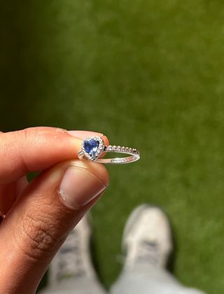 Anillo Pandora Corazón Azul Plata Ley 925