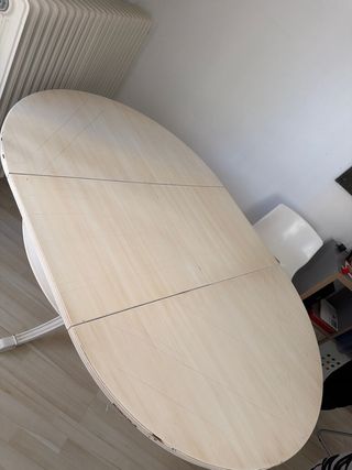 Mesa antigua redonda extensible madera