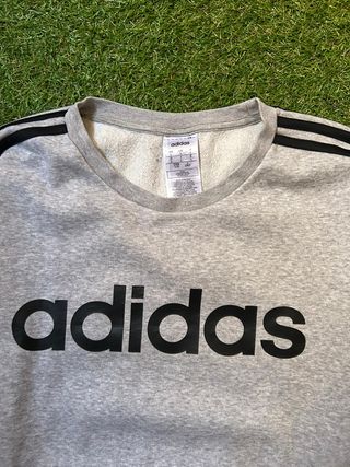 Sudadera Adidas Gris Logo y Tres Bandas