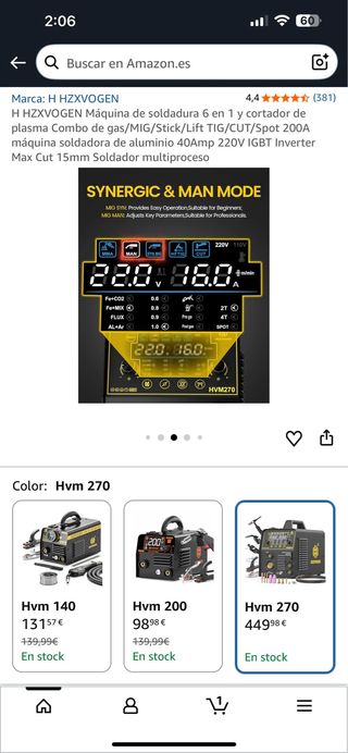 Soldador Multiproceso 6 En 1 Soldador 6 En 1 HZXVOGEN 200A: MIG