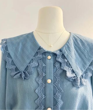 Camicetta donna blu con pizzo