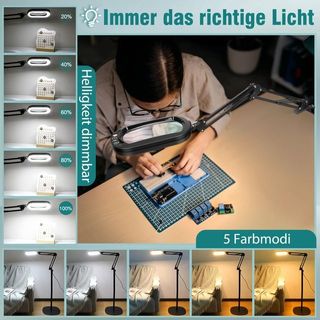 Lámpara suelo lupa 10x con luz