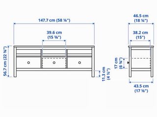 Mueble TV blanco madera cajones y estantes