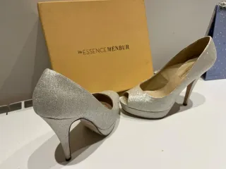 Zapatos de fiesta plateados tacón Menbur