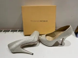 Zapatos de fiesta plateados tacón Menbur