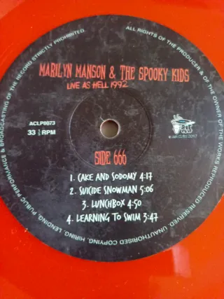 Marilyn Manson Live As Hell 1992 Vinilo