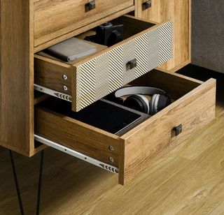 Cómoda 4 Cajones Estilo Boho Madera y Metal