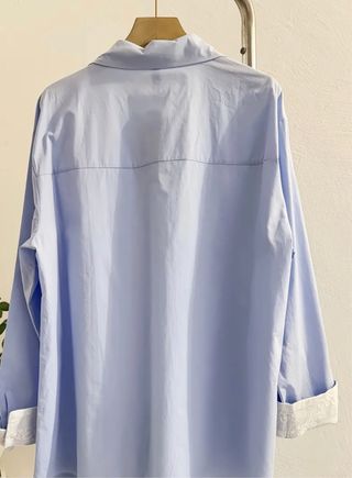 Camicia donna azzurra con pizzo