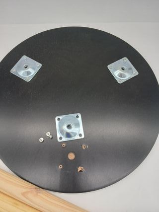 Tavolino laterale AKTIVE MAX Home 35 x 40 cm, peso max 5 kg, rotondo, tavolini da caffè, nero, gambe in legno effetto naturale, design moderno